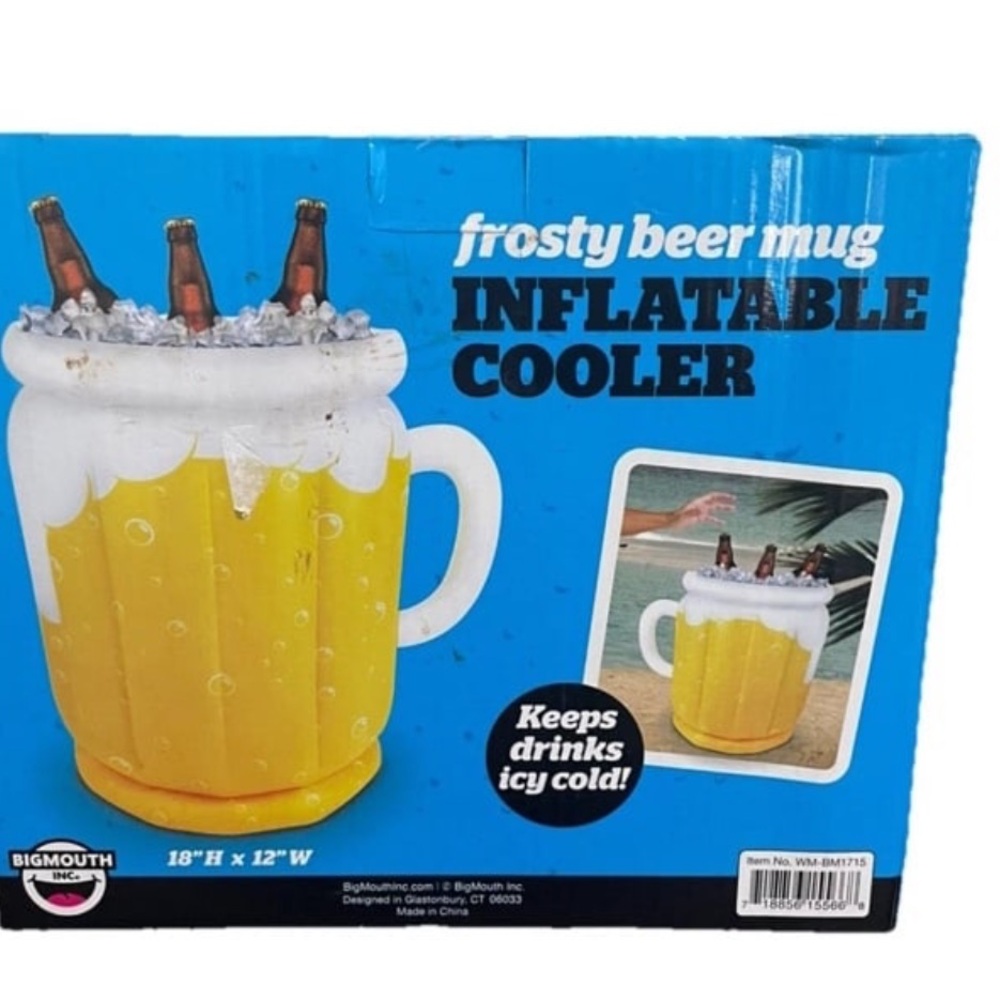 BigMouth Frosty Beer Mug Inflatable Cooler Novelty Party Ice Bucket 18x12 NEW